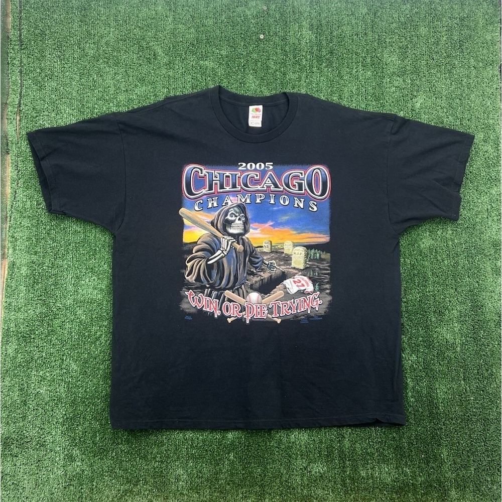 Chicago Champions 2005 Tee White Sox World Series Win Or Die Trying Slogan XXL